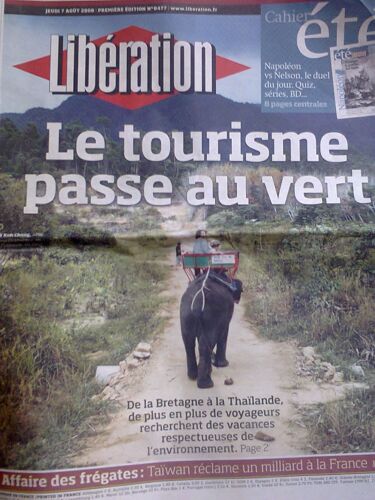 Libération N° 8477 Le Tourisme Passe Au Vert, Affaire Des Frégates...