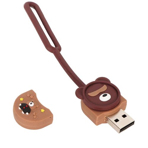 Cartoon USB Flash Drive Brown Bear Standard USB2.0 Plug and Play Clé Mémoire Haute Vitesse pour Sauvegarde Voyage Bureau 128 Go