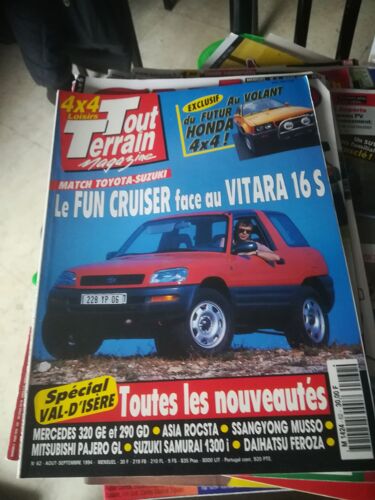4x4 Tout Terrain Magazine 62 De 1994 Suzuki Vitara 16s,Toyota Fun Cruiser Gx,Suzuki Samurai 1300i,Mitsubishi Pajero Gl Td,Mercedes 290 Gd,320 Ge,
