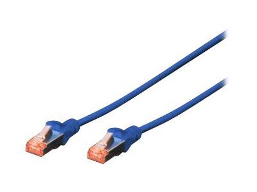 DIGITUS - Cordon de raccordement - RJ-45 (M) pour RJ-45 (M) - 25 cm - SFTP - CAT 6 - démarré, sans halogène, sans crochet - bleu, RAL 5017