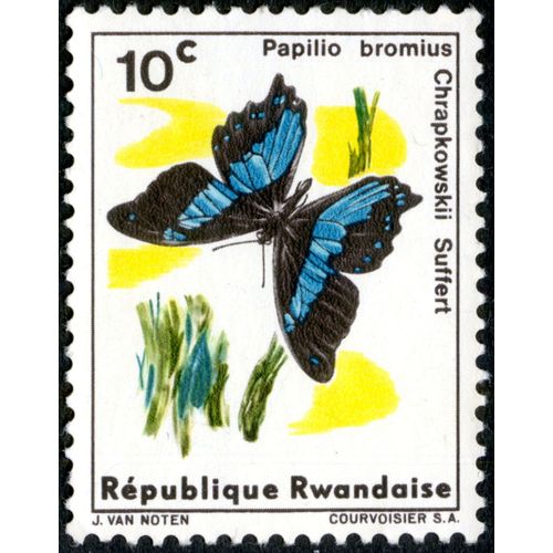 Timbre Non Oblitéré République Rwandaise, Papilio Bromius, 10 C