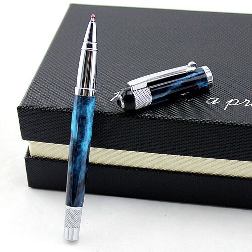 Stylo À Bille Roller De Luxe Noir, Recharge De Bureau Pour Étudiants/Stylo À Bille En Métal/Stylos À Gel, Boîte Cadeau, 0.5mm