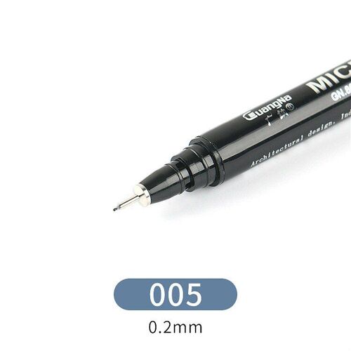 Stylo À Encre Pigmentée Pigma Micron, 1 Pièce, 0.05 0.1 0.2 0.3 0.4 0.5 0.6 0.8, Pointe Différente, Noir, Pour Croquis