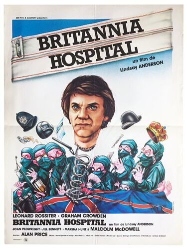 Britannia Hospital (Britannia Hospital) - Véritable Affiche De Cinéma Pliée - Format 40x60 Cm - De Lindsay Anderson Avec Leonard Rossiter, Brian Pettifer, John Moffatt, Malcolm Mcdowell - 1982