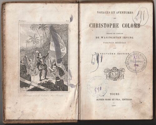 Wasinghton Irving - Traduction Paul Merruau- Voyages Et Aventures De Christophe Colomb 9 Edition Tours Mame 1866 - 2 Gravures 230 Pages -In-12