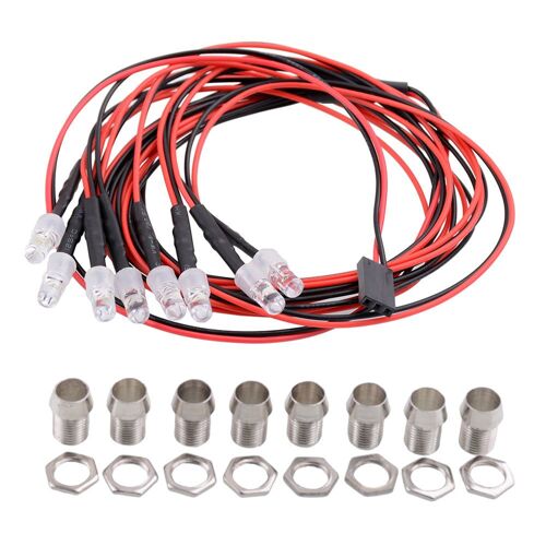 Kits De Lumières Led Blanches Et Rouges De 5mm, 8 Pièces, Pour Modèles De Voitures Rc 1/12 1/18 1/10 1/8 Traxxas Hsp Redcat Tamiya Axial Scx10