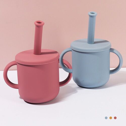 Tasse À Eau En Silicone Sans Bpa Pour Bébés, Tasse D'alimentation Pour Bébés, Verres D'apprentissage Pour Enfants, Tasse En Paille Pour Emballage De Fruits/Collations