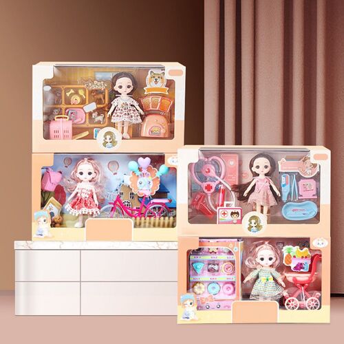 Poupées Articulées Pour Enfants, Maquillage Fait À La Main, Vélo, Jouets 3d, Princesse, Noël, Ensemble Avec Chariot À Vêtements