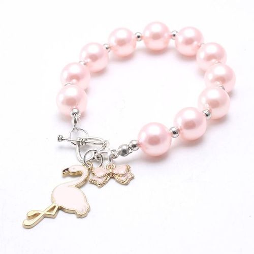 Bracelet À Perles En Alliage De Couleur Pure, Pendentif Queue De Poisson, Bracelet Perlé Pour Enfants