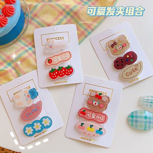 Épingles À Cheveux Ours Lapin, Couleur Bonbon, Jolies Pinces À Cheveux De Dessin Animé Pour Filles, Accessoires Princesse Pour Nouveau-Né 