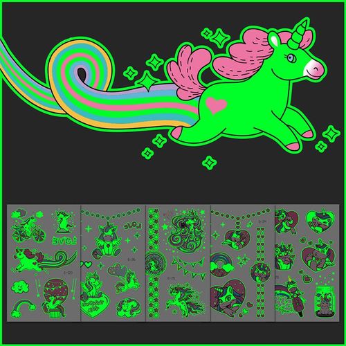 Autocollants De Tatouage Licorne De Dessin Animé Pour Enfants, 1 Pièce, Faux Tatous, Art Corporel, Étanche, Temporaire