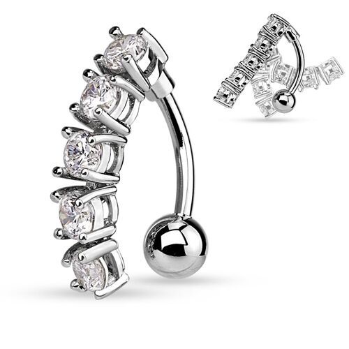 Piercing Nombril Ventre Boule Inversé Bijoux Acier Chirurgical Inoxydable Anti Allergique Banane Barbell Calypso Argenté Lovepiercing