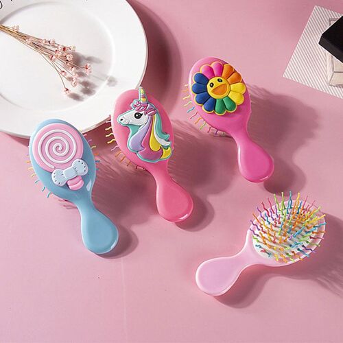 Brosse À Cheveux En Plastique Pour Enfants, Peigne À Coussin D'air Pour Filles Mignonnes Licorne Arc-En-Ciel Papillon, Masseur De Tête Pour Bébés, Nouvelle Collection 2022