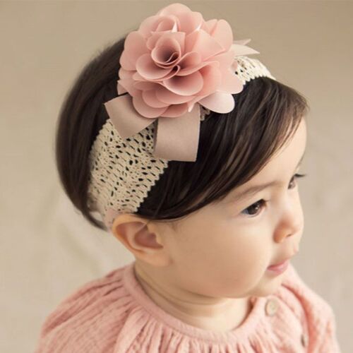 Bandeau À Fleurs Pour Bébé Fille, Ruban Rose, Turban Pour Nouveau-Né, Accessoires Pour Cheveux