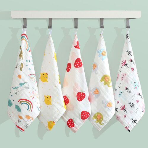 Serviette De Bain En Coton 6 Couches Pour Bébé, Mouchoir Doux Pour Le Visage, Pour Enfant En Bas Âge, En Mousseline, Lingette Pour Nouveau-Né, Bavoir D'alimentation