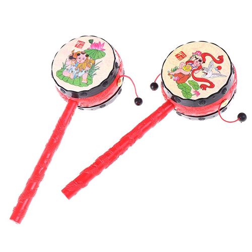 Hochet En Plastique Pour Enfants, Jouet De Dessin Animé Traditionnel Chinois, Tambour Tournant, Jouets Amusants, Clochette À Main, Musique, 1 Pièce