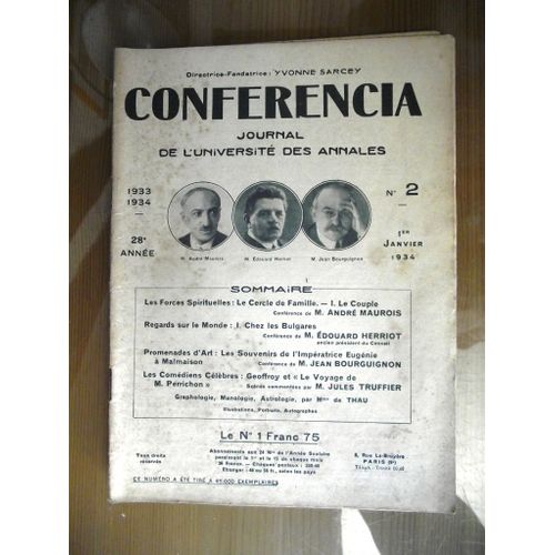 Conférencia N°2 Janvier 1934.Les Forces Spirituelles Le Cercle De Famille Etc..