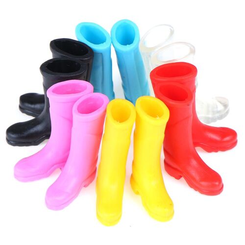 Bottes De Pluie Miniatures En Caoutchouc Pour Maison De Poupée, Accessoires De Décoration Pour Jardin, Cour, Rouge, Bleu, Noir, Échelle 1/12