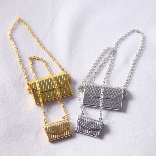 Chaîne En Métal Pack Avec Sac À Main De Shopping En Miniature Pour Poupée, Vêtements Et Accessoires Disponibles En Or Et Argent, 1 Pièce,