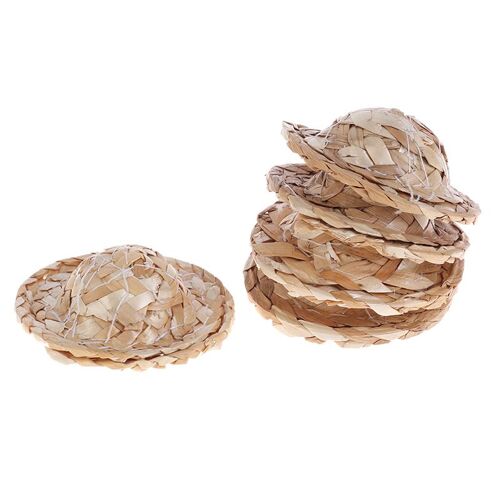 Chapeau De Paille Tissé Pour Maison De Poupée 1:12, 5 Pièces, Mini Chapeau De Poupée, Ornement Tissé À La Main, Accessoires Pour Maison De Poupée
