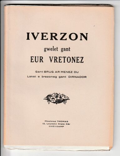 Iverzon Gwelet Gant Eur Vretonez Brug Ar Menez Du Geneviève De Méhérenc De Saint-Pierre Vefa De Saint-Pierre Dirnador Yves Le Moal 31è Congrès Eucharistique Dublin 1932 Irlande Eire Erin