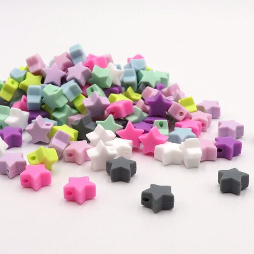Jouets De Dentition En Silicone Pour Bébé, Lot De 10 Pièces De Perles En Forme D'étoile De Qualité Alimentaire, Mordedor, Produits De Soins Dentaires