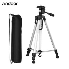 Mèche - Andoer alliage d'aluminium + ABS trépied hauteur 135cm/53in avec sac de transport support de téléphone pour Canon Sony Nikon DSLR support d'appareil photo