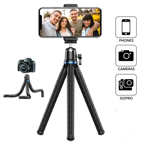 Seulement trépied - trépied Flexible pour téléphone, support de caméra, Clip rotatif à 360 degrés, pour appareil photo SLR DSLR