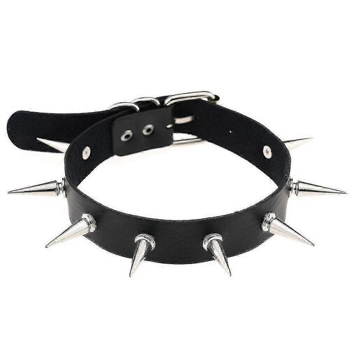 Farfi Women Fashion Alloy Rivet Spike Faux Leather Choker Short Necklace Punk Jewelry