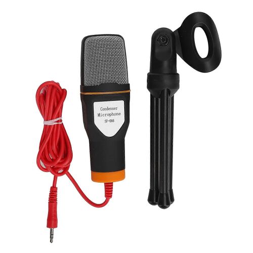 Microphone d'ordinateur à condensateur Audio stéréo filaire 3,5 mm avec support d'enregistrement Studio Chant Micro