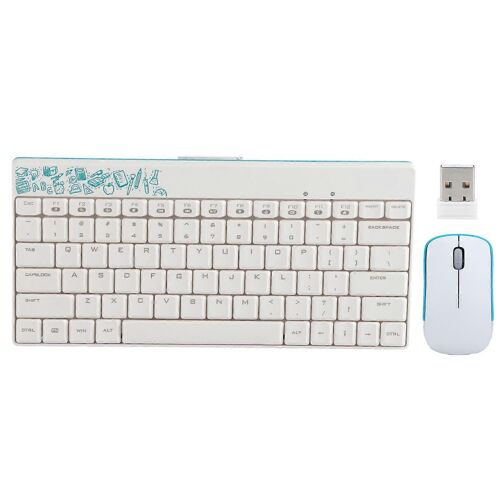 Clavier Souris Set Wireless Protable Combo Mini Ultra Thin Silent 2.4Ghz pour PC Portable X210White