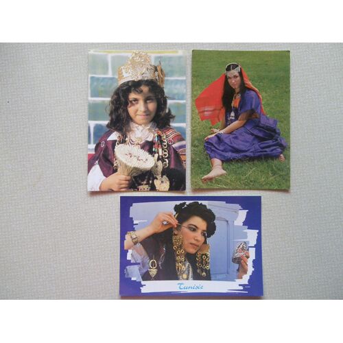 3 Cartes Postales Costumes Traditionnels Tunisiens