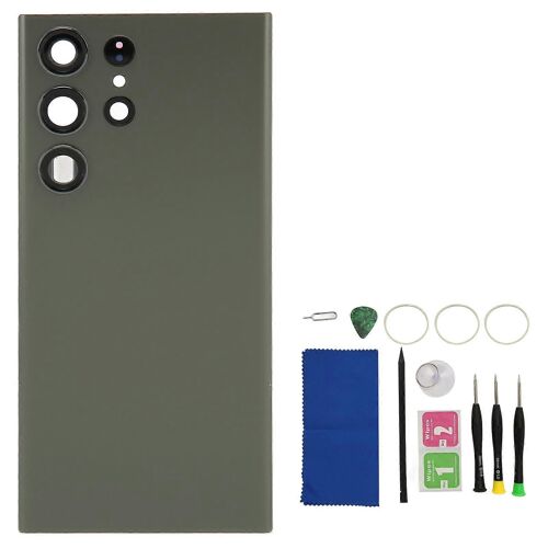 Couverture Arrière En Verre De Téléphone Portable Pré-Installée Lentille De Caméra Perfect Fit Couverture De Porte En Verre Arrière Arrière De Téléphone Pour S23 Ultra Vert