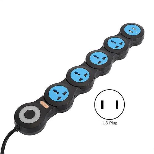 Prise multifonctionnelle de multiprise 10A 5 prises avec port USB 2500-3000W 110-240VUS Fiche 110-240V