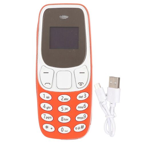 Le plus petit téléphone du monde mains libres Bluetooth Dialer Double carte SIM débloqué GSM 2 en 1 Mini téléphone mobile Orange