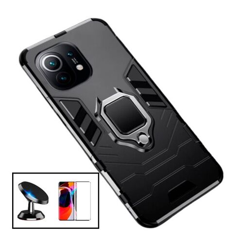 Kit De Film De Verre Trempé 5d À Couverture Complète + Coque Protection Militaire Anti-Impact + Support Magnétique Pour Xiaomi Mi 11 Lite 5g Ne