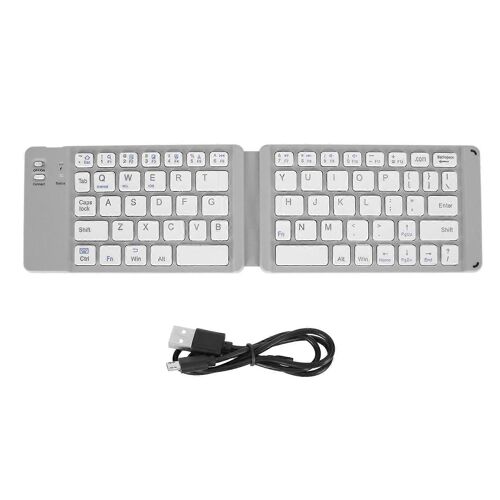 Clavier Bluetooth pliable Clavier sans fil portable de poche mince pour Windows7 8 Tablette Ordinateur portable Téléphone portable Gris Blanc