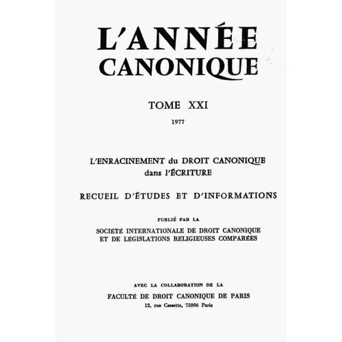 L'année Canonique Tome Xxi 1977