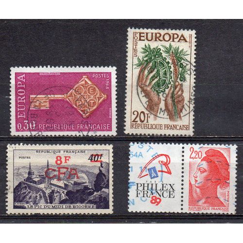 France- Lot De 4 Timbres Oblitérés Divers