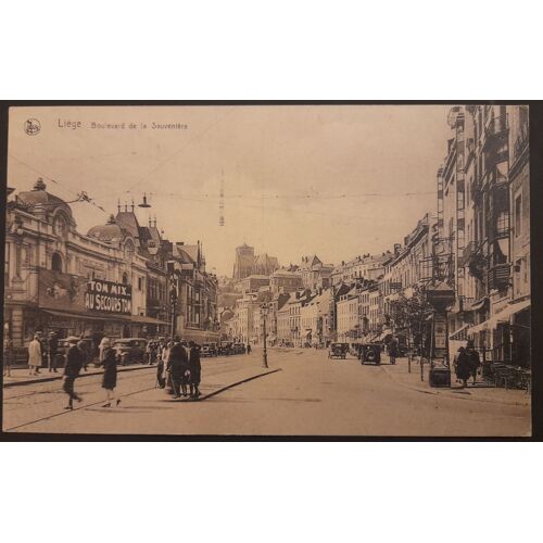 Façade Cinéma Liége En Belgique Ciné Scala Boulevard De La Sauvenière - 1 Carte Postale Originale 13,5x8,5 Cm- Film Western À L'affiche Au Secours 1930 Avec L'acteur Tom Mix