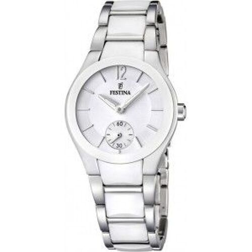 Montre Femme Festina Ceramic F16588/1 Bracelet En Céramique Blanche Et Acier
