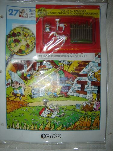 Le Village Asterix Edition Atlas N° 27 : Obelix + 2 Chevaux Du Char + Palissade-Atlas