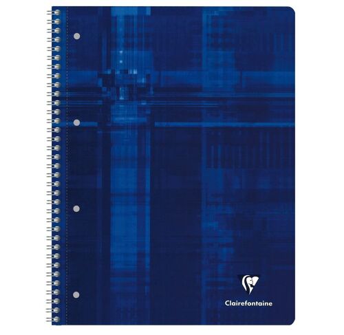 Clairefontaine  Cahier Reliure Intégrale 22,5x29,7 160p Ligné + Marge À Droite (N°25) Couv. Bleue Perfo. 4 Trous