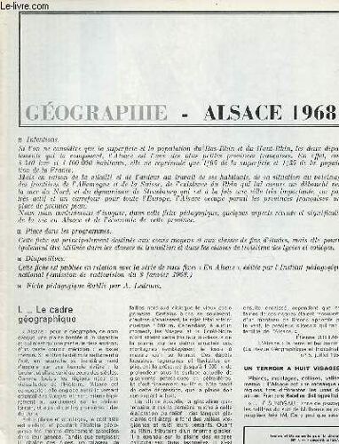 Alsace 1968 - Géographie Textes Et Documents Pour La Classe N°7 7 Décembre 1967.