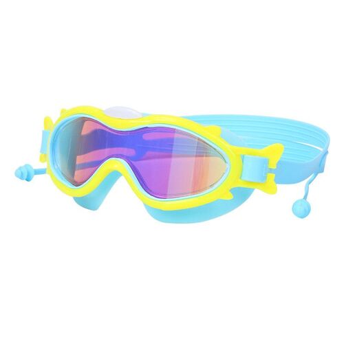 Lunettes Piscine Natation Enfants De 4 À 16 Ans Antibuée Protection Uv Avec Bouchons D'oreille,Lunette De Plongée Pour Enfants(Jaune)