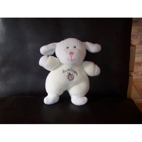 Doudou Chien Blanc Jemini Luminou Coccinelle