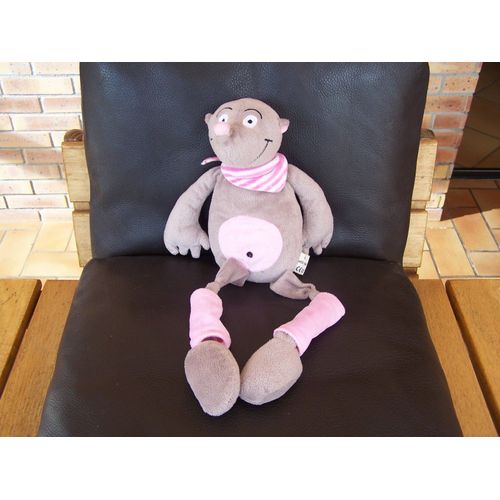 Doudou Taupe Les Petites Marie Gris Beige Rose Foulard Raye Rose Blanc