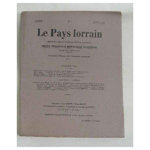 Le Pays Lorrrain N°1 -Revue Régioinale Mensuelle Illustrée