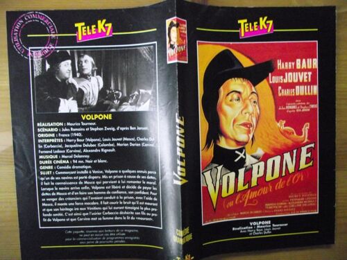 Tele K7 Jaquette Du Film Volpone.Réalisation:Maurice Tourneur Avec Harry Baur,Louis Jouvet Et Charles Dullin