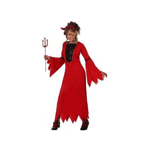 Déguisement Diablesse À Paillettes Enfant Halloween - Taille: 10-12 Ans (145-160 Cm)